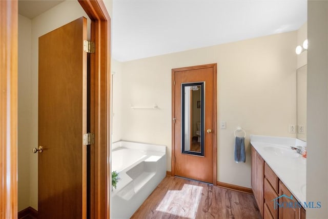 14691 Ramblehurst Dr, Perrysburg, OH 43551 - full bathroom with vanity, a garden tub, and wood finished floors
