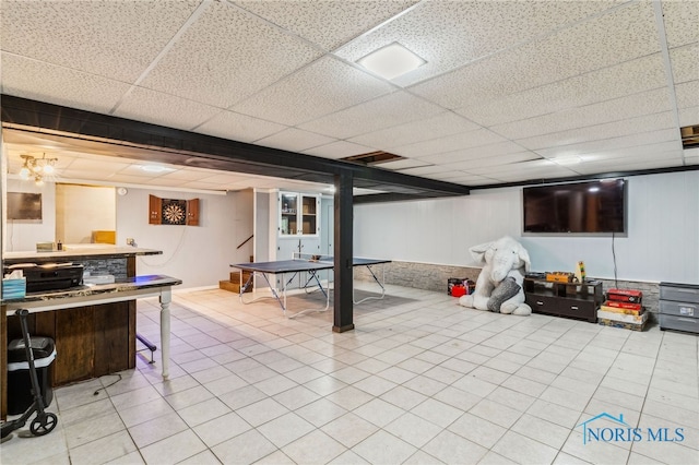 807 S Jefferson St, Pandora, OH 45877 - finished basement with a paneled ceiling