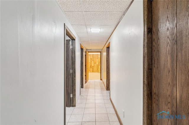 807 S Jefferson St, Pandora, OH 45877 - corridor featuring a drop ceiling and light tile patterned floors