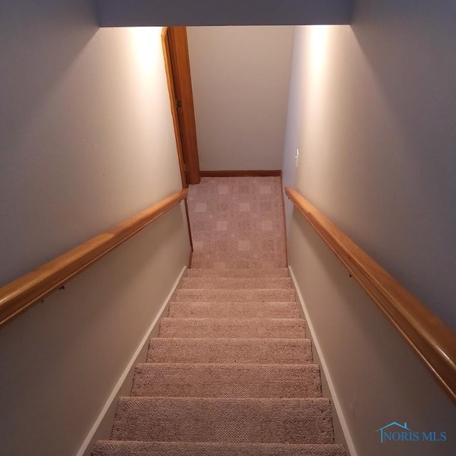 1623 Evan Dr, Defiance, OH 43512 - staircase with carpet flooring and baseboards