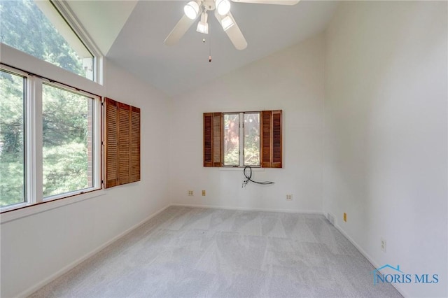 4146 Northmoor Rd, Ottawa Hills, OH 43606 - empty room featuring light colored carpet, a ceiling fan, and high vaulted ceiling
