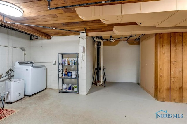 4146 Northmoor Rd, Ottawa Hills, OH 43606 - basement with washing machine and clothes dryer and concrete block wall