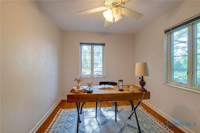 4146 Northmoor Rd, Ottawa Hills, OH 43606 - office space with wood finished floors and a ceiling fan