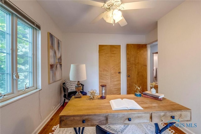 4146 Northmoor Rd, Ottawa Hills, OH 43606 - office area featuring wood finished floors and ceiling fan