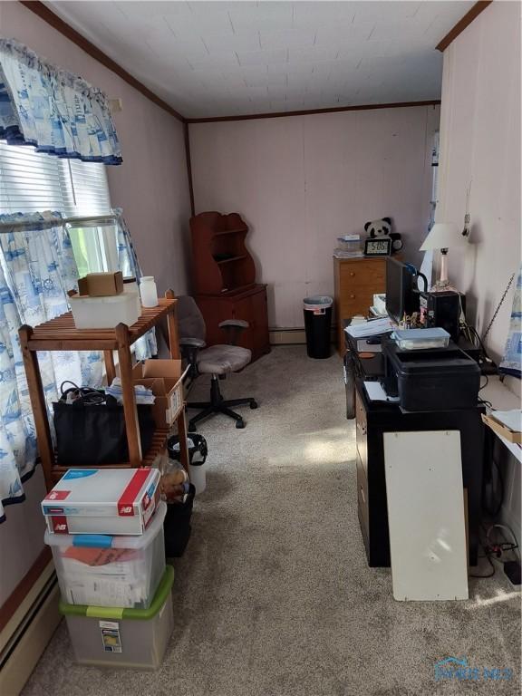 10 Edgewater, Toledo, OH 43611 - office featuring baseboard heating, crown molding, and carpet