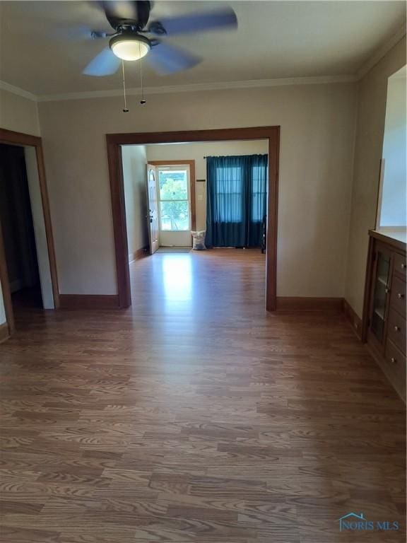 3906 Watson Ave, Toledo, OH 43612 - unfurnished room featuring wood finished floors, ceiling fan, and ornamental molding