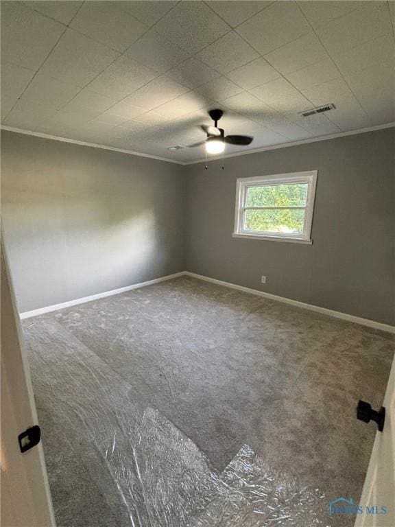 1948 Sudbury Dr, Holland, OH 43528 - unfurnished room featuring ornamental molding, carpet flooring, and ceiling fan