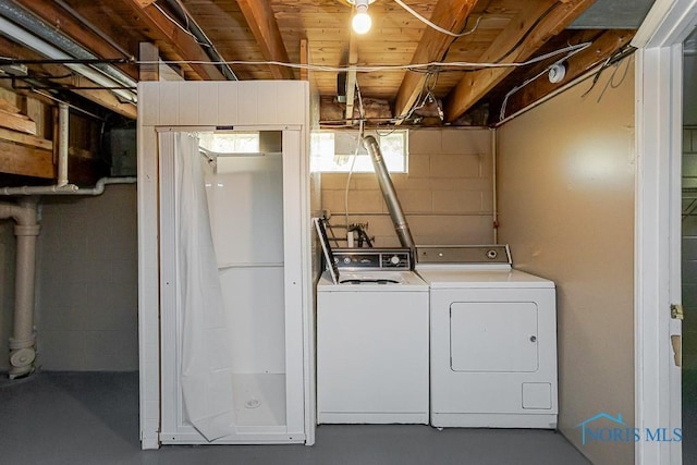 1831 Evansdale Ave, Toledo, OH 43607 - washroom with independent washer and dryer and concrete block wall