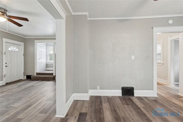 436 Danberry St, Toledo, OH 43609 - entryway featuring a ceiling fan, wood finished floors, and crown molding