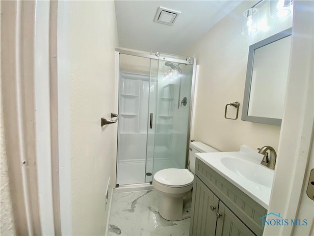 5240 Rambo Ln, Toledo, OH 43623 - full bath featuring marble finish floors, a shower stall, and vanity