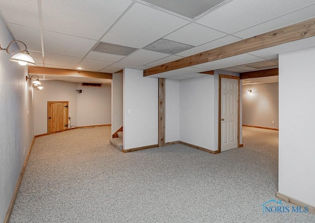 820 Weatherstone Rd, Holland, OH 43528 - finished basement with a drop ceiling, carpet floors, and stairs