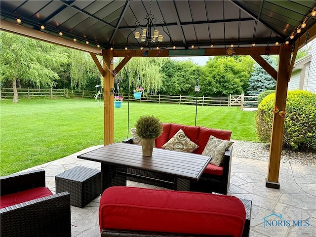 9627 Sheffield Rd, Perrysburg, OH 43551 - fenced backyard with a gazebo, an outdoor living space, and a patio area