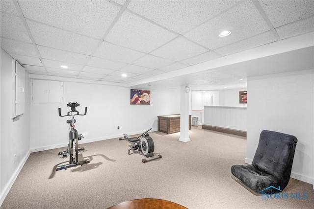 9627 Sheffield Rd, Perrysburg, OH 43551 - exercise area with a drop ceiling, recessed lighting, and carpet