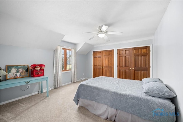 9627 Sheffield Rd, Perrysburg, OH 43551 - carpeted bedroom with two closets and ceiling fan