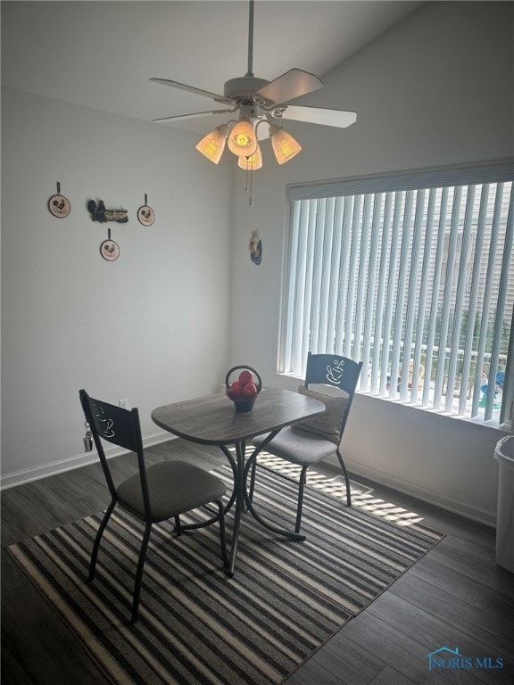 4125 Meadow Green Dr, Sylvania, OH 43560 - dining area featuring wood finished floors and ceiling fan