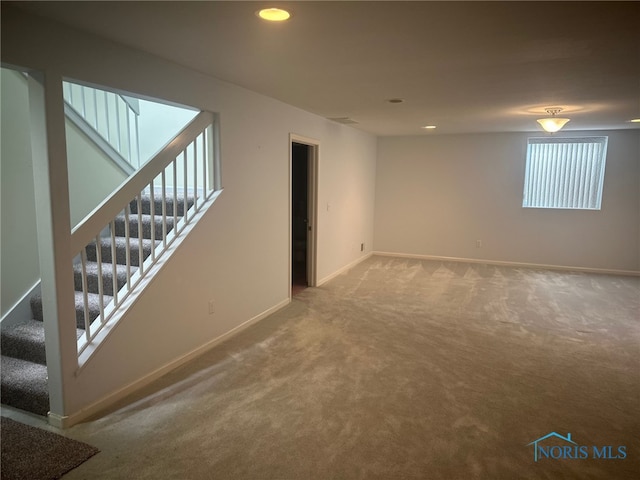 4125 Meadow Green Dr, Sylvania, OH 43560 - basement featuring carpet floors, plenty of natural light, stairs, and recessed lighting