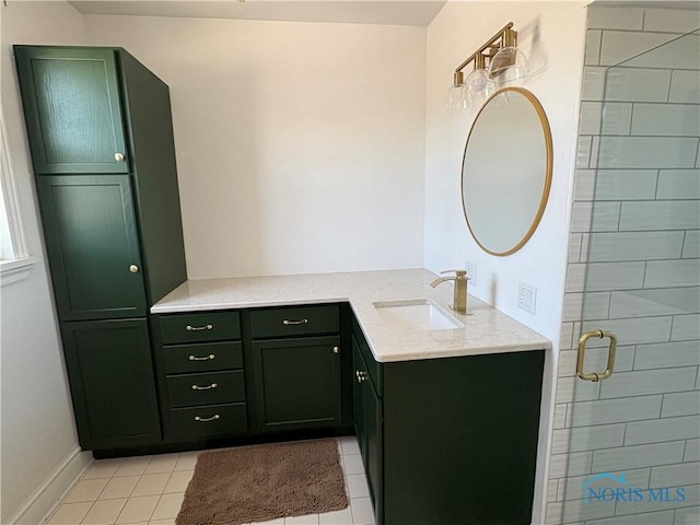 643 S Clinton St, Defiance, OH 43512 - full bath with vanity, tile patterned flooring, and a stall shower