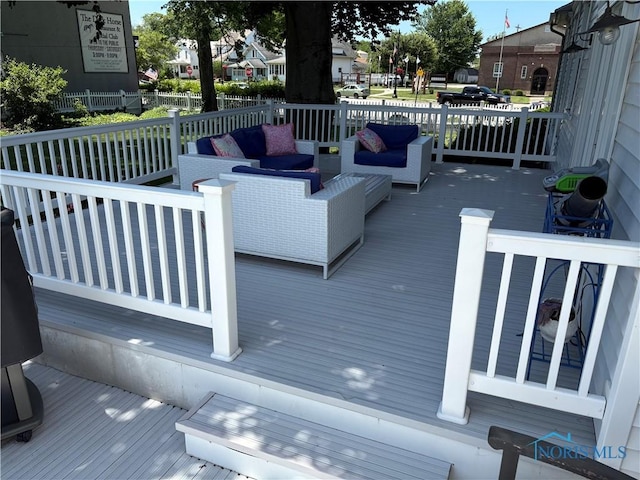 643 S Clinton St, Defiance, OH 43512 - wooden deck featuring an outdoor hangout area
