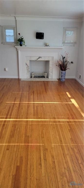 2550 Secor Rd, Toledo, OH 43606 - unfurnished living room with a fireplace and light wood-type flooring