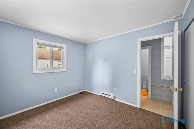 2825 N Mccord Rd, Toledo, OH 43615 - spare room with carpet floors, ornamental molding, and baseboard heating
