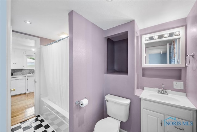 2825 N Mccord Rd, Toledo, OH 43615 - full bath featuring tile patterned floors, vanity, and shower / bathtub combination with curtain