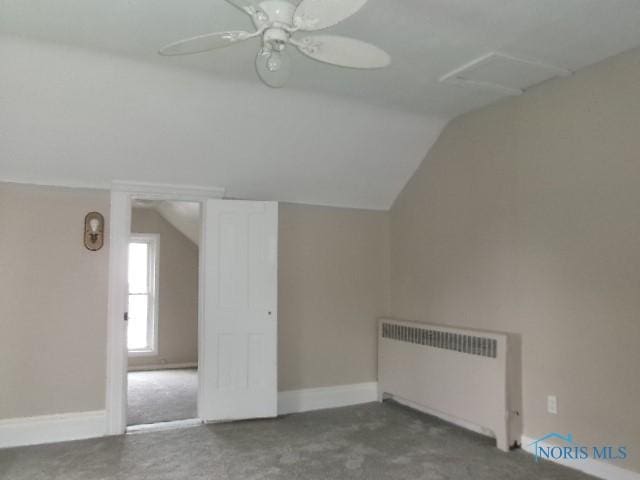 530 N Taft Ave, Ottawa, OH 45875 - bonus room featuring radiator heating unit, vaulted ceiling, and ceiling fan