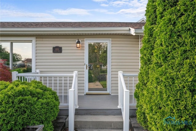 855 Strotz Dr, Toledo, OH 43612 - doorway to property featuring roof with shingles