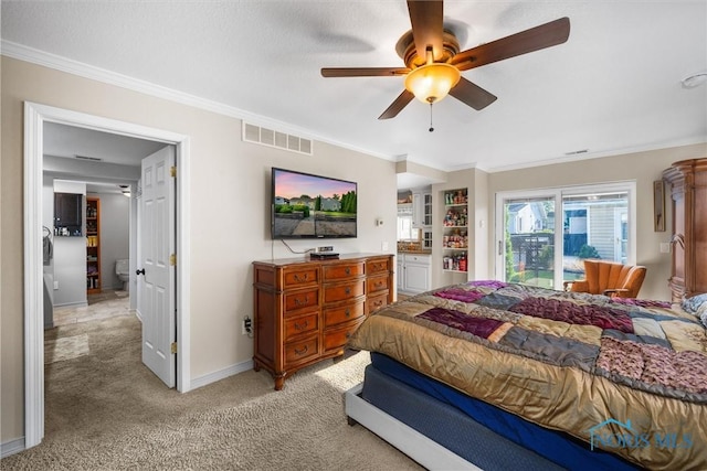 855 Strotz Dr, Toledo, OH 43612 - bedroom featuring ornamental molding, light colored carpet, and ceiling fan