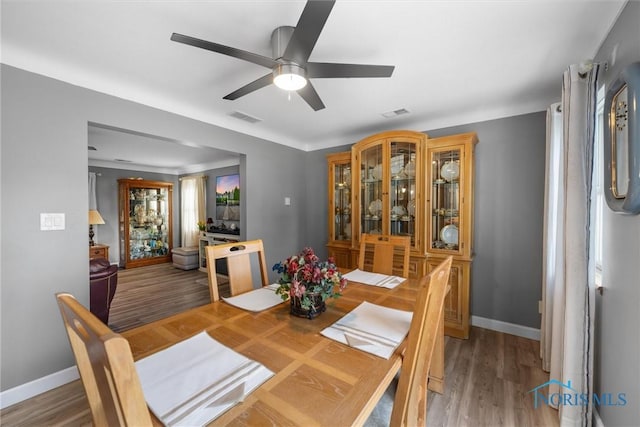855 Strotz Dr, Toledo, OH 43612 - dining space with ceiling fan and wood finished floors