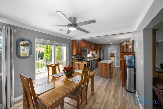 855 Strotz Dr, Toledo, OH 43612 - dining area with ceiling fan, light wood-style flooring, and recessed lighting