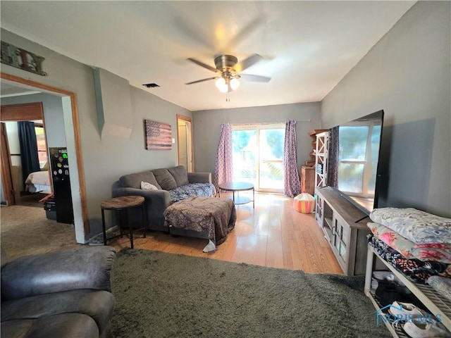 114 E N St, Wayne, OH 43466 - living room featuring hardwood / wood-style flooring and a ceiling fan