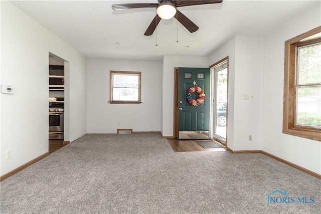 512 State St, Elmore, OH 43416 - entryway featuring carpet flooring, plenty of natural light, and a ceiling fan