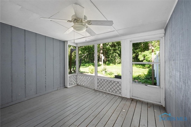 639 S Main St, Swanton, OH 43558 - unfurnished sunroom with ceiling fan