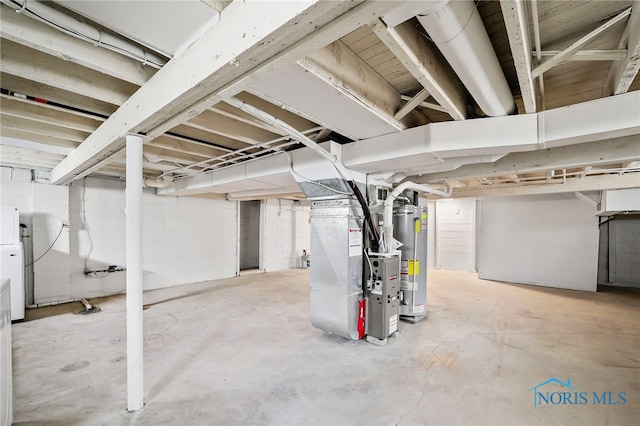 1247 Hugo St, Maumee, OH 43537 - unfinished basement with gas water heater and heating unit