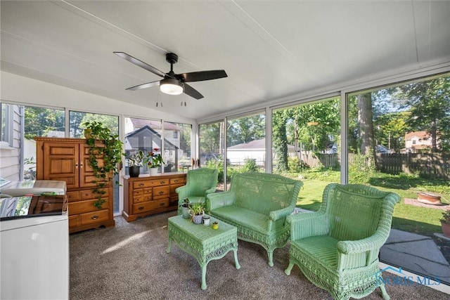 2958 Penrose Ave, Toledo, OH 43614 - sunroom with a ceiling fan and vaulted ceiling