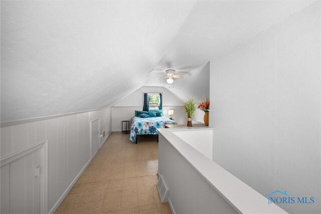 2958 Penrose Ave, Toledo, OH 43614 - bedroom with light flooring, lofted ceiling, and a ceiling fan
