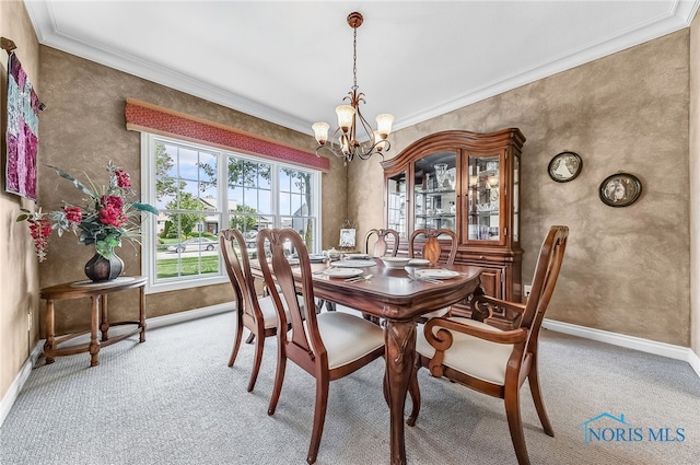 9701 Preakness Ln, Whitehouse, OH 43571 - carpeted dining area with a chandelier and ornamental molding