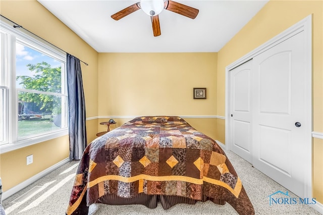 9701 Preakness Ln, Whitehouse, OH 43571 - bedroom with a ceiling fan and a closet