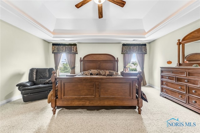 9701 Preakness Ln, Whitehouse, OH 43571 - carpeted bedroom with a raised ceiling and a ceiling fan
