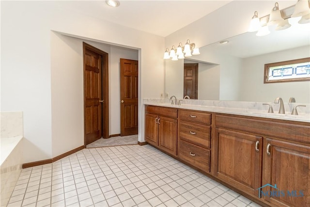 5303 Spring Crk, Sylvania, OH 43560 - bathroom featuring double vanity, tile patterned flooring, and recessed lighting