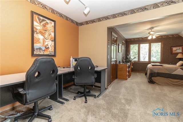 5303 Spring Crk, Sylvania, OH 43560 - office area featuring carpet flooring and ceiling fan