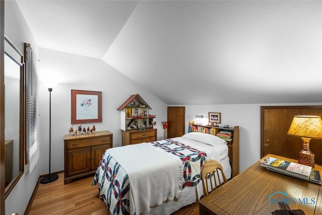 7118 Jamesford Dr, Toledo, OH 43617 - bedroom with lofted ceiling and light wood-style floors