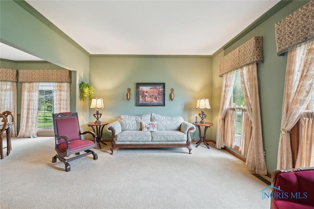 706 Grandview Ct, Elmore, OH 43416 - carpeted living room with crown molding