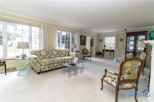 2403 Hempstead Rd, Ottawa Hills, OH 43606 - carpeted living area with ornamental molding