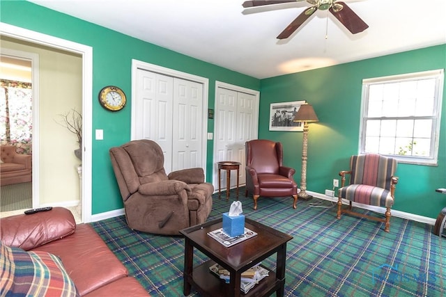2403 Hempstead Rd, Ottawa Hills, OH 43606 - living area featuring carpet and ceiling fan