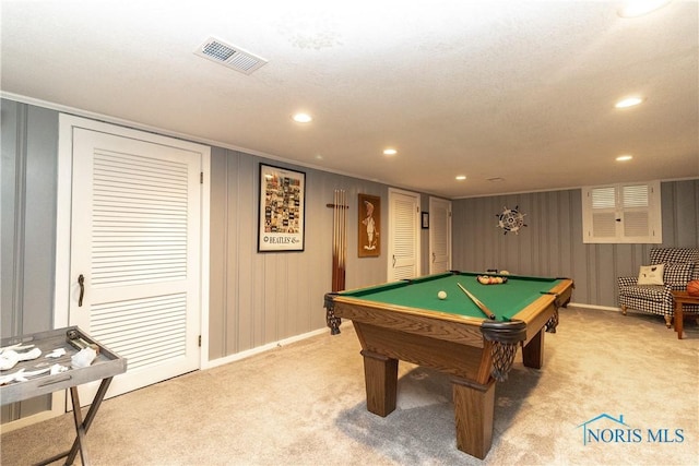 2403 Hempstead Rd, Ottawa Hills, OH 43606 - rec room featuring light carpet, recessed lighting, ornamental molding, and billiards