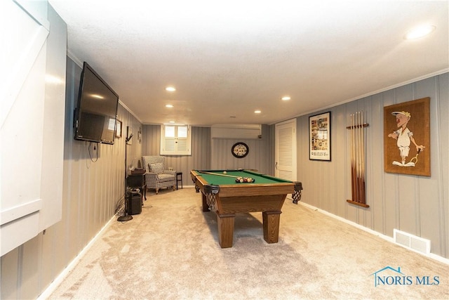 2403 Hempstead Rd, Ottawa Hills, OH 43606 - playroom with light carpet, pool table, recessed lighting, and crown molding