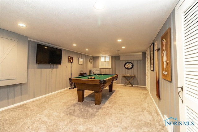 2403 Hempstead Rd, Ottawa Hills, OH 43606 - recreation room with billiards table, light colored carpet, and recessed lighting
