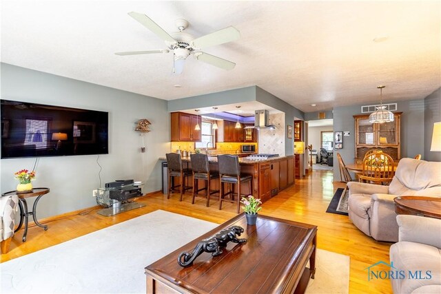 312 W Dudley St, Maumee, OH 43537 - living area with light wood-style flooring and ceiling fan