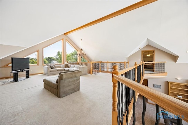 586 N State Route 587, Fostoria, OH 44830 - living room featuring lofted ceiling and carpet floors
